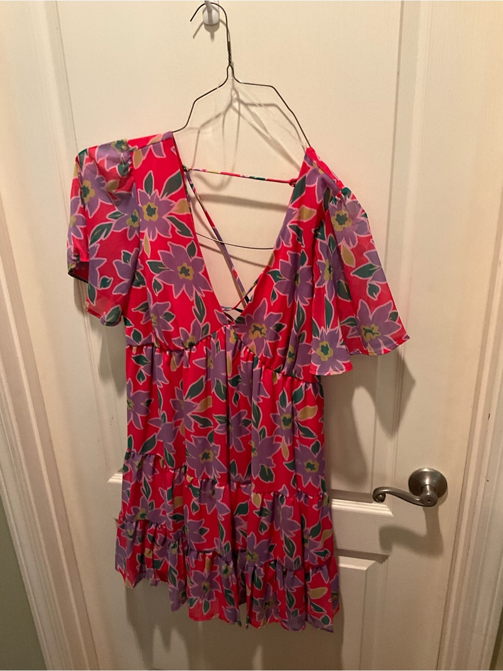 Peach Love California Bright Pink Floral Wrap Dress
